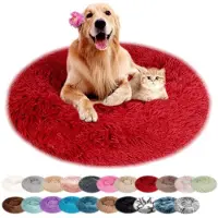 Sonstiges Cuccia per cani, forma rotonda, in peluche, lavabile, antiscivolo, con bordi rialzati, colore rosso, diametro 50 cm