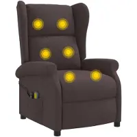 vidaXL Poltrona massaggiante elettrica con schienale alto, color marrone scuro, rivestita in tessuto