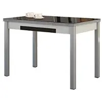OEM Tavolo allungabile da cucina con piano in vetro, colore nero, dimensioni 90x50 cm