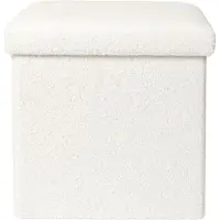 Dripio Pouf pieghevole, rivestito in bouclé, 38x38x38 cm, altezza seduta 38 cm, colore bianco