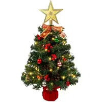 Merkloos Elzusha - Mini albero di Natale, 60 cm, con stella e base decorativa