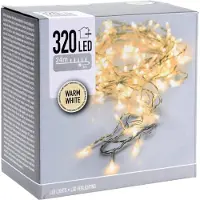 Koopman Catena luminosa a LED, 320 LED, luce bianco caldo, 230 V~, trasparente, per interni/esterni, 27 metri, con timer