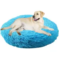 Sonstiges Cuccia per cani, cuccia per gatti, forma a ciambella, rotonda, diametro 90 cm, blu, lavabile, morbida e pelosa