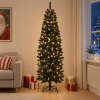 Syfax Albero di Natale Artificiale Sottile 210 cm 300 LED