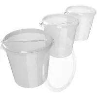 Merkloos Set di 3 secchi ermetici con coperchio - 30 litri - Trasparente - Prodotto in Germania