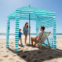 Vevor Tenda da spiaggia 183 x 183 cm con parete laterale, protezione solare UPF 50+, portatile, con righe verdi