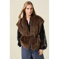 Oltre Soft Fabric Cape With Belt Brown Taglia: L | Gilet Outlet | Donna | Marrone
