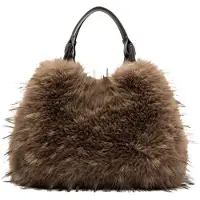 Gianni chiarini borsa a spalla dua in fur sintetico marrone castano con manico in pelle