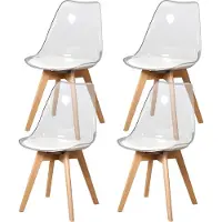 StarTech.com Set di sedie da pranzo - 4 pezzi - Imbottite - Seduta in poliuretano - Struttura in plastica acrilica - Gambe in legno di faggio - Colore: bianco