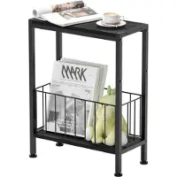 Sonstiges Tavolino laterale stretto con portariviste e 2 ripiani, dimensioni 20x43x58 cm, colore nero