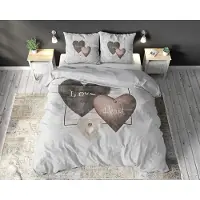 Merkloos Set di lenzuola con copripiumino in cotone con motivo a cuore, dimensioni 240 x 220 cm, comprensivo di 2 federe da 60 x 70 cm