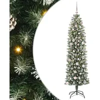 vidaXL Albero di Natale artificiale sottile verde e bianco 180 cm