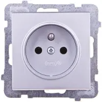 Ospel Presa singola con messa a terra placcata argento GP-1RZ/M/38 1 WZT