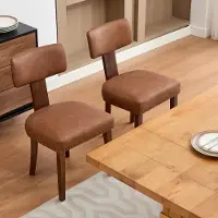 StarTech.com Sedie da pranzo - Set di poltrone - Set da 2 - Rivestimento in ecopelle - Struttura in legno massello - Schienale curvo senza braccioli - Decorazione con borchie - Colore: kaki scuro