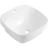 CERANO - Lavabo in Vetroceramica - semi-incasso e da appoggio - Nera - bianco lucido - 42,5x42,5 cm