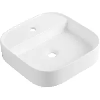 CERANO - Lavabo in Vetroceramica - da appoggio - Vico - bianco lucido - 45x45,5 cm