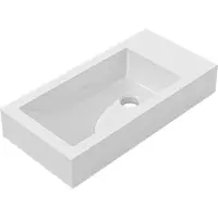 CERANO - Lavabo in marmo colato Sofia - con troppopieno - bianco lucido - 50x25 cm