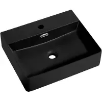 CERANO - Lavabo in Vetroceramica - da appoggio o da incasso - Peno - nero opaco - 50x42 cm