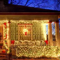 Salcar 2×3 m 240 LED luci fata finestra tenda luce 8 modalità di luce indoor decorazione di Natale LED casa festa bianco caldo