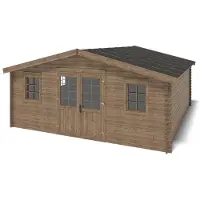 ALTANKA Casetta da giardino in legno - 34.8m2 - 5.9x5.9m - impregnata - 45mm - colore: marrone
