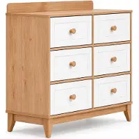 JVmoebel Comodino moderno per cameretta, bianco e noce, con 6 cassetti, decorativo