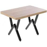 Xl Moebel Gmbh Tavolino da caffè in legno, dal design elegante, con gambe in metallo nero, ideale per l'arredamento della casa
