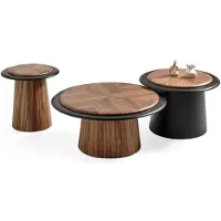 Xl Moebel Gmbh Tavolino da caffè, forma rotonda, aspetto legno, colore nero, design moderno, ideale per soggiorno o ufficio, offre comfort