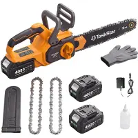 OEM Troncatrice a catena, lama da 30 cm, motore brushless, con 2 batterie da 4,0 Ah, spina europea da 100V-240V