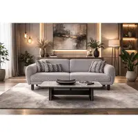 JVmoebel Divano imbottito grigio tavolino da caffè in legno dal design elegante, set composto da 2 elementi