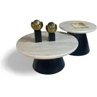 Xl Moebel Gmbh Set di tavolini compatti ed eleganti con struttura di base nera