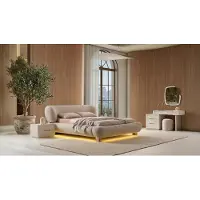 Xl Moebel Gmbh Set per camera da letto: letto, 2 comodini, tavolino da trucco, specchio, colore bianco, stile moderno