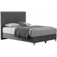 Xl Moebel Gmbh Letto matrimoniale grigio elegante, struttura in tessuto per la camera da letto
