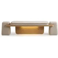 Xl Moebel Gmbh Panca da letto moderna beige, design lussuoso, con illuminazione LED