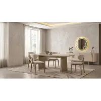 JVmoebel Set per sala da pranzo: tavolo, sedie, consolle con specchio. Stile moderno. Colore beige