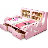 Xl Moebel Gmbh Letto per bambini rosa con scaffali e cassetti, ideale per una cameretta da bambina