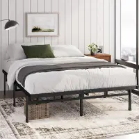 Dripio Letto a piattaforma 160x200 cm, in metallo, nero, altezza 36 cm, con spazio contenitore