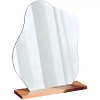 Dripio Specchio da tavolo in acrilico con base in legno, forma irregolare, 9x6 cm