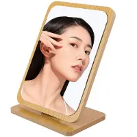 Dripio Specchio angolare in legno, specchio da tavolo regolabile, 22x16 cm