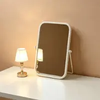 Dripio Specchio da tavolo rettangolare con cornice in metallo, 17x23 cm, colore bianco