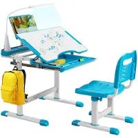 OEM Set per scrivania per bambini con luce LED, regolabile in altezza, colore blu