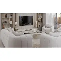 Xl Moebel Gmbh Set di mobili da soggiorno divano, tavolino, mobile TV basso, color beige e oro, design moderno
