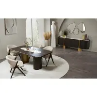 Xl Moebel Gmbh Set elegante per la sala da pranzo: tavolo da pranzo, poltrone imbottite consolle