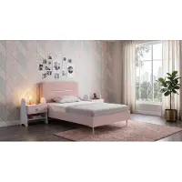 JVmoebel Camera da letto per adolescenti, colore bianco-rosa, con letto e comodini, stile moderno, ideale per ragazze
