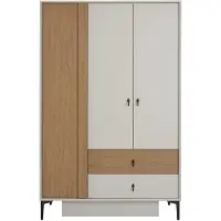 Xl Moebel Gmbh Armadio bicolore (marrone-bianco), con 3 ante, in legno, con cassetti, adatto per camerette o camere da letto