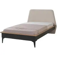 JVmoebel Letto beige con testiera imbottita, ideale per una camera da letto moderna o per una stanza dei ragazzi