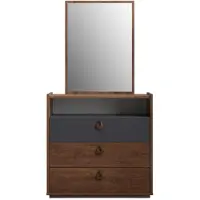 Xl Moebel Gmbh Comodino marrone con specchio. Comodino in legno. Comodino per adolescenti. Arredamento per cameretta