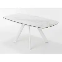 Xl Moebel Gmbh Tavolo da pranzo bianco, effetto marmo, struttura in metallo, design moderno, stile di tendenza