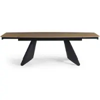 Xl Moebel Gmbh Tavolo da pranzo marrone, aspetto legno e vetro, struttura in metallo, arredamento interno, stile moderno