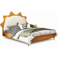 Xl Moebel Gmbh Letto per bambini color arancione, dal design accogliente, con motivo del leone. Arredamento per bambini in pelle