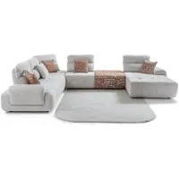JVmoebel Divano angolare lussuoso, imbottito in tessuto bianco, design elegante